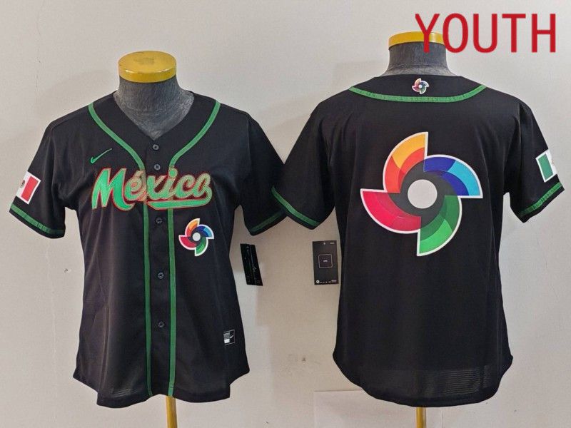 Youth 2024 World Cub Mexico Blank Black Nike MLB Jersey style 16->youth mlb jersey->Youth Jersey